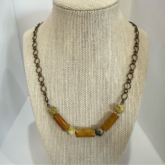 Antique Copper Turquoise round beads and tubes collar. 16” with extension. - Picture 4 of 5